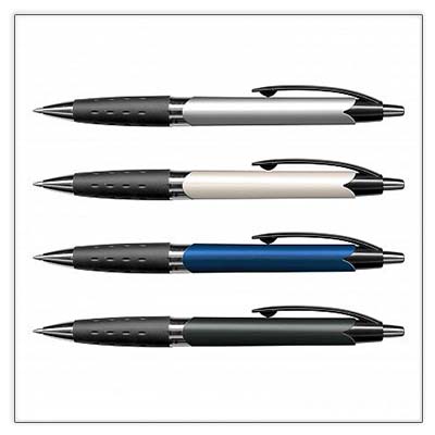Promotional plastic pens w colorful rubber grips metal pen