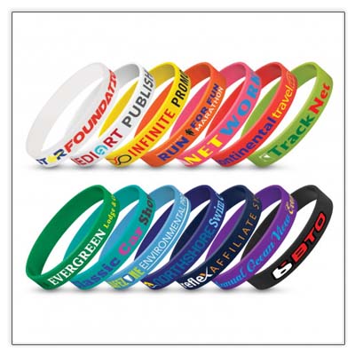 Glow In The Dark Wristbands Customized with Options Including; Emboss,  Deboss, and Screen Printing on a Color Silicone Band